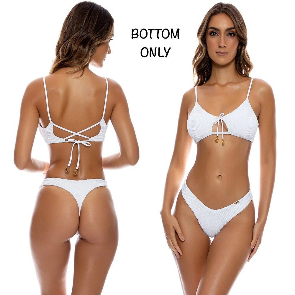 Luli Fama PURA CURIOSIDAD Tab Side High Leg Thong Bikini Bottom